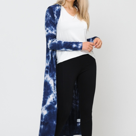 TIE DYE MAXI OPEN CARDIGAN - Picture 1 of 7